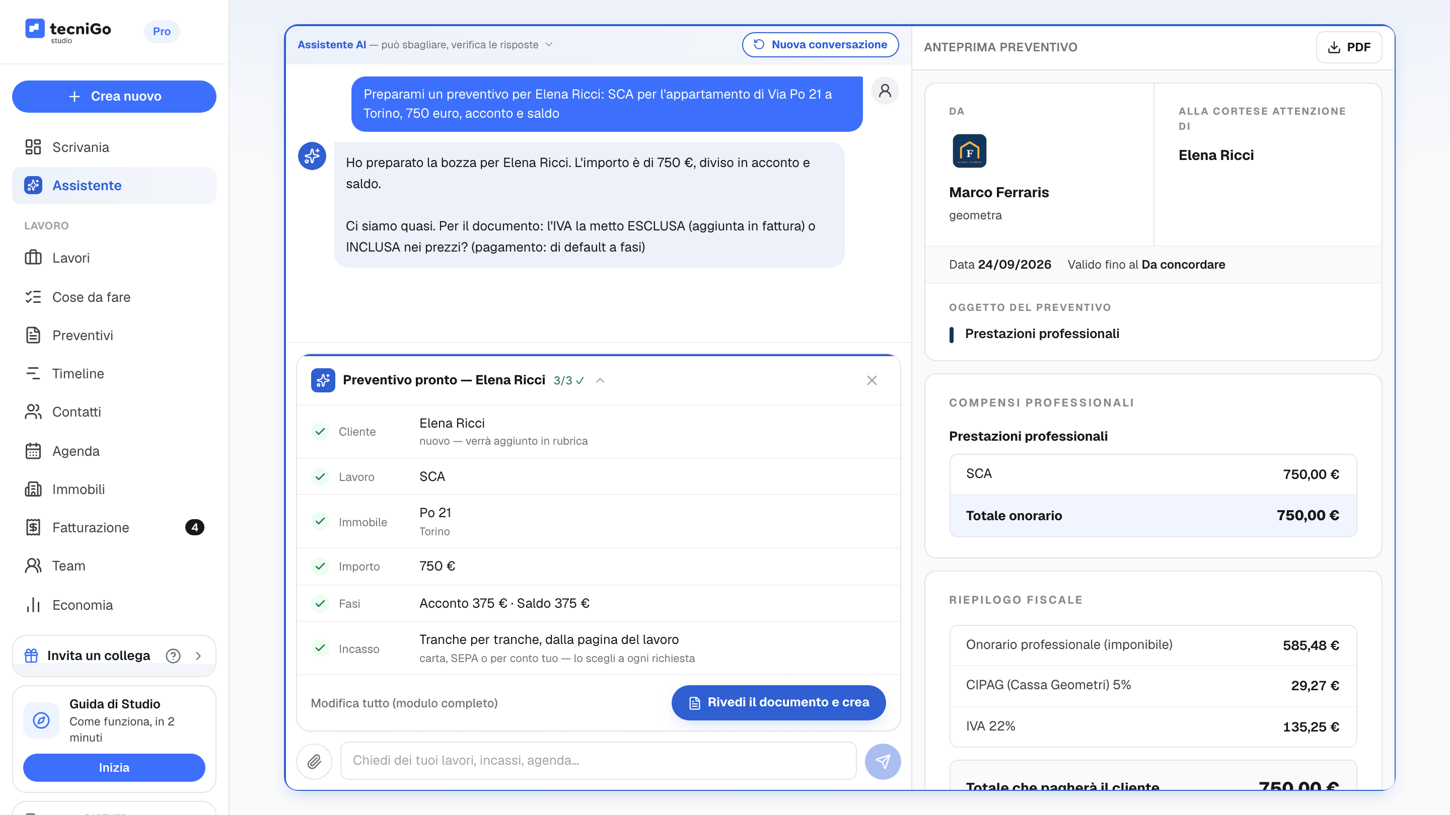Assistente AI di tecniGo Studio: come si usa, passo per passo